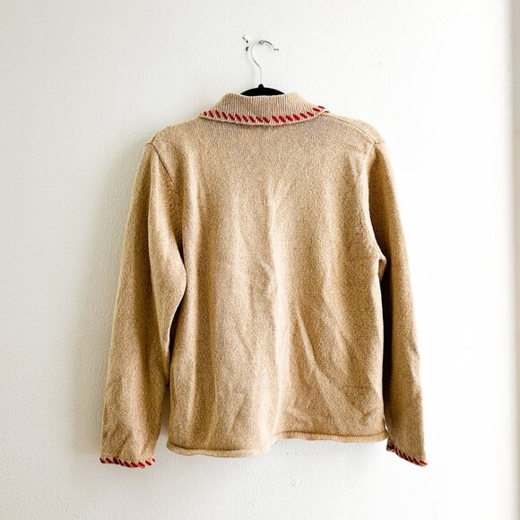 VINTAGE Crystal Kobe Ramie & Cotton Knit w/Christmas Cookie Appliqué Cardigan - Picture 4 of 12